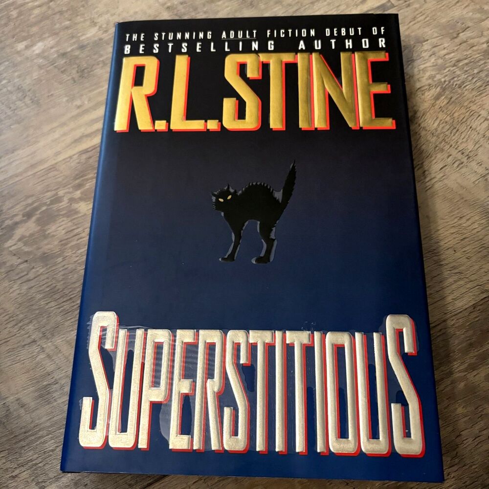 1995 R.L. Stine Superstitious Hardcover Warner Books 1st Printing Like New